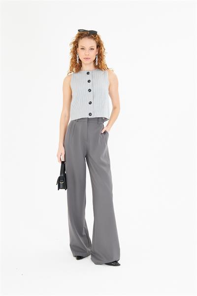 Çizgili Poliviskon Yelek 