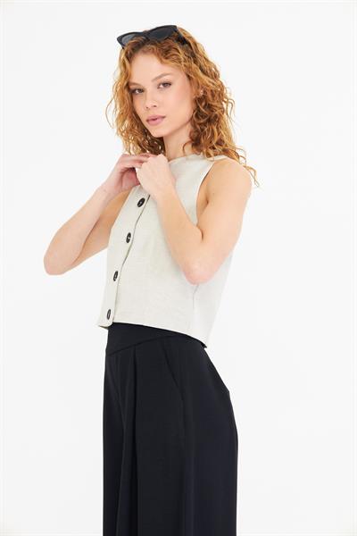 Çizgili Poliviskon Yelek 