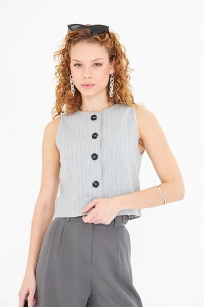 Çizgili Poliviskon Yelek 