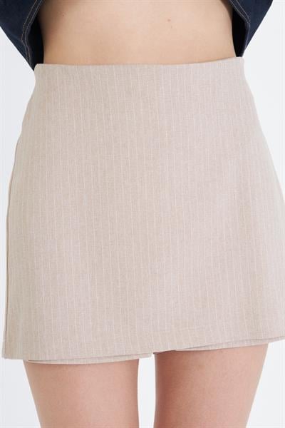 Çizgili Polivisyon Şort Etek 