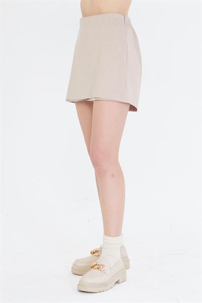 Çizgili Polivisyon Şort Etek 