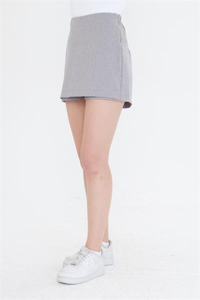 Çizgili Polivisyon Şort Etek 