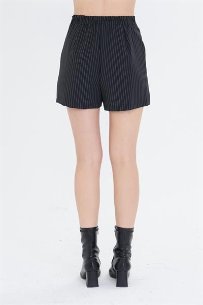 Çizgili Polivisyon Şort Etek 