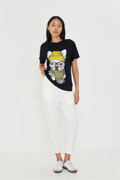 Baskılı Desen Taşlı T-shirt