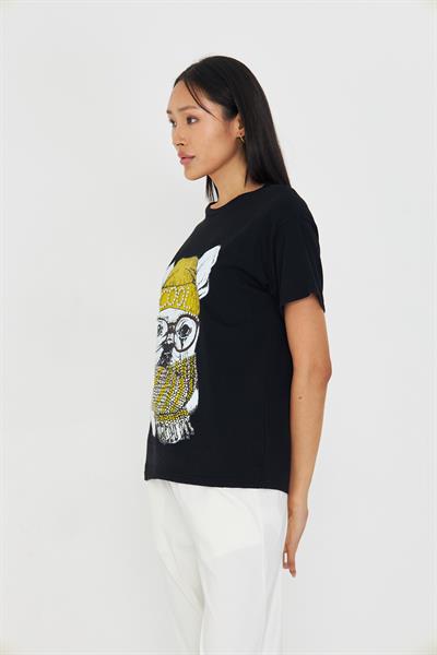 Baskılı Desen Taşlı T-shirt