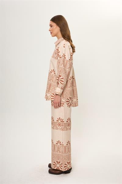 Yaprak Desenli Pamuklu Pantolon