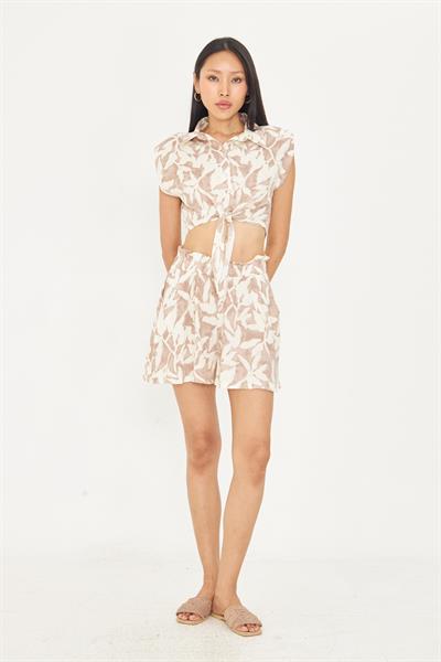 Bağlamalı Desenli Viskon Gömlek