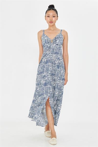 Desenli Askılı Elbise