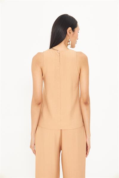 Damla Detaylı Keten Görünümlü Bluz