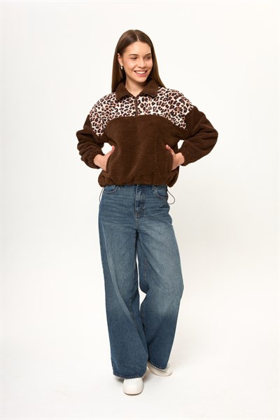 Yarım Fermuarlı Kapitoneli Sweatshirt