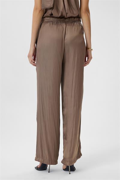 Kraşlı Saten Pantolon - Siyah