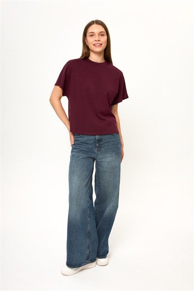 Düşük Omuz Modal Tişört