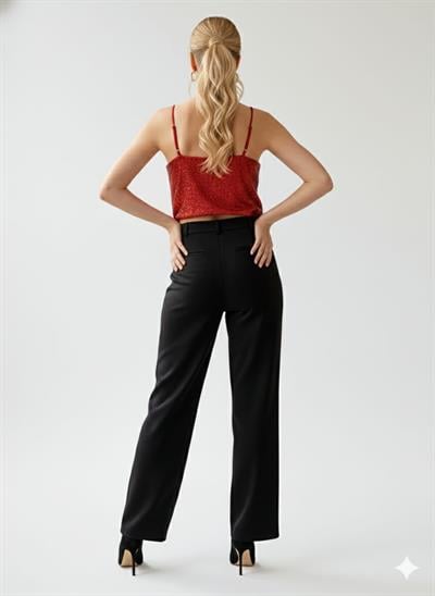 Askılı Pul Payet Bluz - Kırmızı