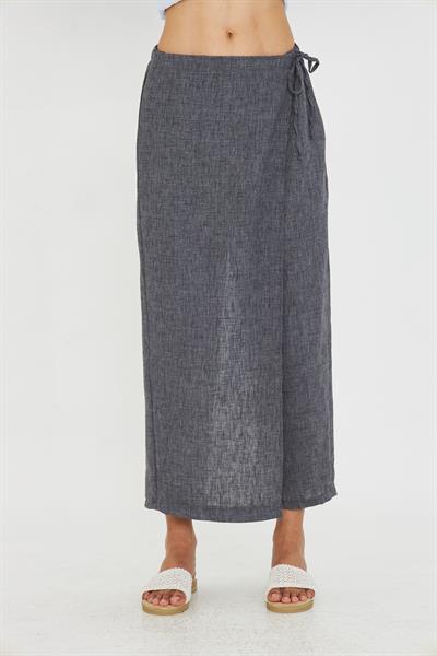 Etek Detaylı Keten Görünümlü Pantolon