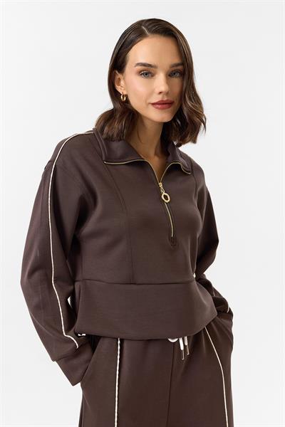 Yarım Fermuarlı Modal Sweatshirt