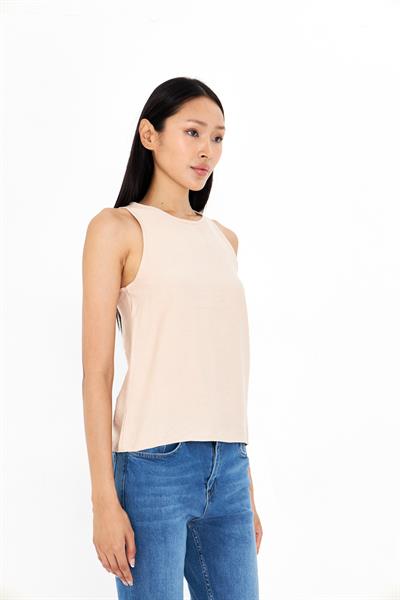 Damla Detaylı Keten Görünümlü Bluz