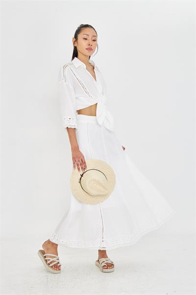 Dantel Detaylı Uzun Etek