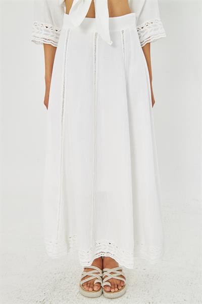 Dantel Detaylı Uzun Etek