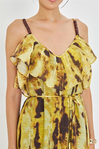 Desenli Askılı Elbise