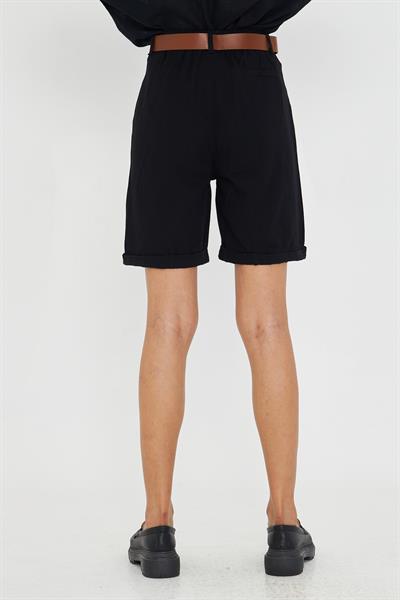 Duble Paça Kemerli Gabardin Şort 