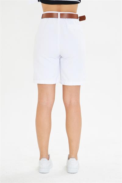 Duble Paça Kemerli Gabardin Şort 