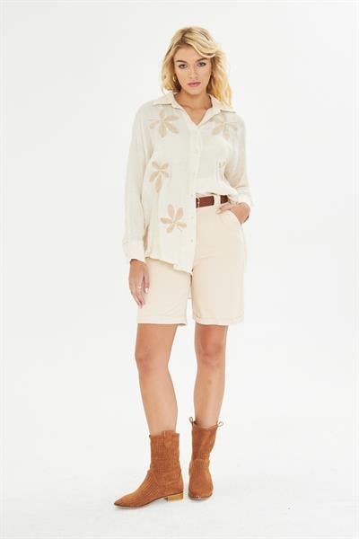 Duble Paça Kemerli Gabardin Şort 