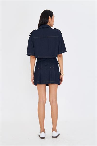 Düğme Detaylı Cepli Denim Gömlek