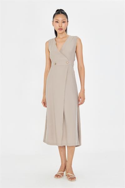 Çift Düğmeli Sıfır Kol Elbise