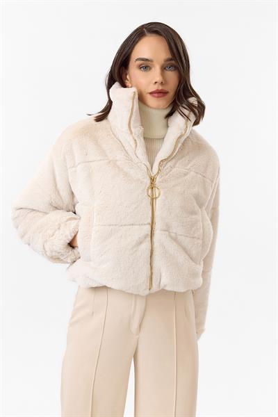 Fleto Cepli Kapitone Peluş Mont