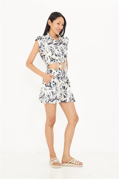 Lastikli Desenli Viskon Şort