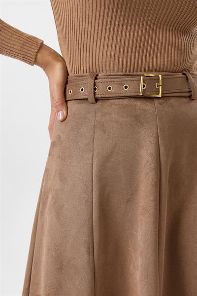 Yırtmaçlıı Uzun Süet Etek