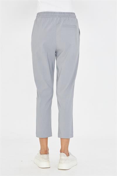 Lastikli Düğmeli Havuç Kesim Pantolon - Gri