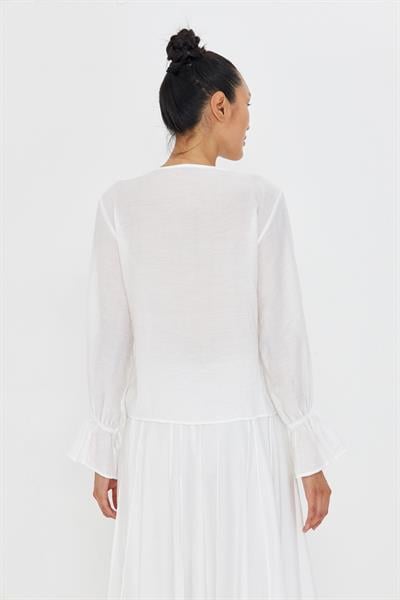 Fırfır Detaylı Bağlamalı Bluz