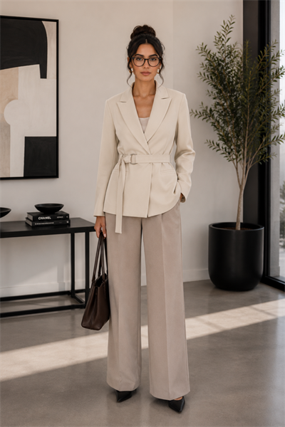 Kuşak Detaylı Blazer Ceket