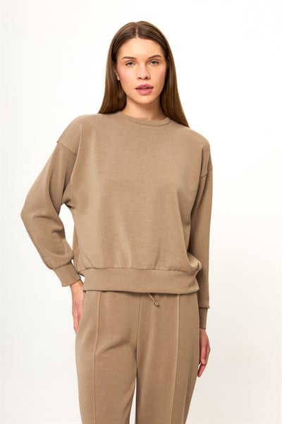 Bisiklet Yaka Modal Sweatshirt
