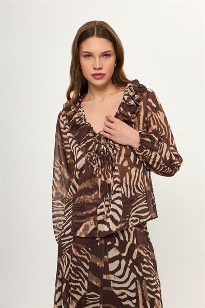 Fırfırlı Şifon Bluz