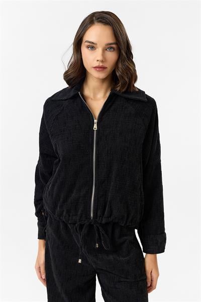 Fermuarlı Bağlamalı Şönil Ceket