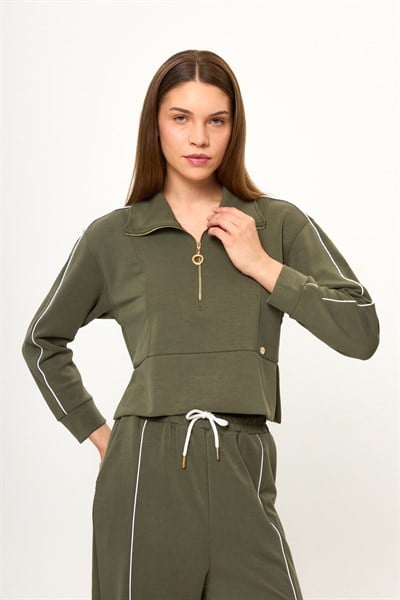 Yarım Fermuarlı Modal Sweatshirt