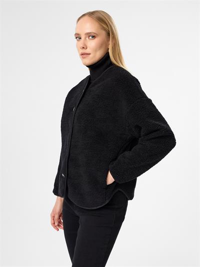 Polarlı Düğmeli Peluş Ceket