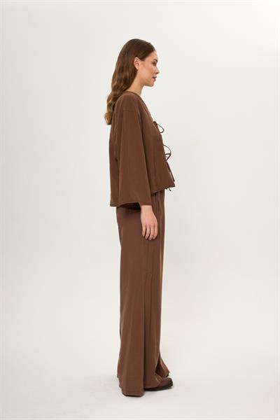 Yanı Pileli Cupra Pantolon