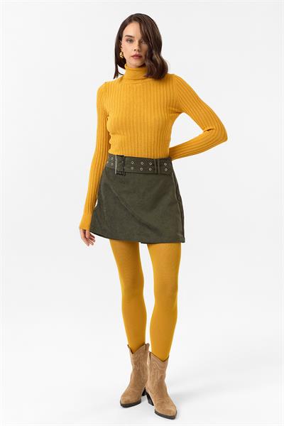 Kemerli Süet Şort Etek