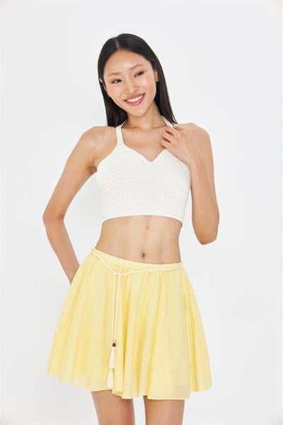 Ajurlu Askılı Bikini Üstü Top - Bej