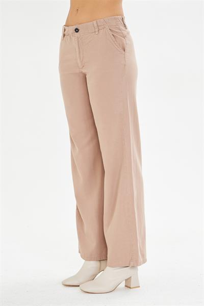 Elastik Bel Bol Paça Soft Pantolon - Mocha