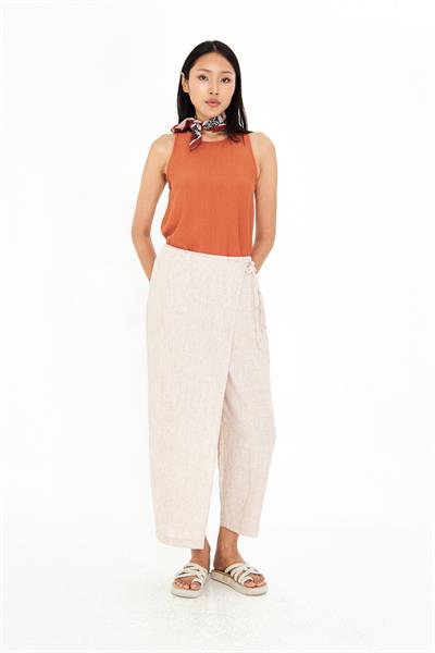 Etek Detaylı Keten Görünümlü Pantolon