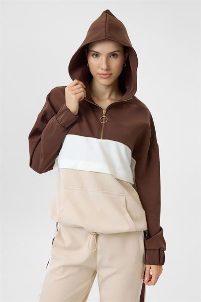 Üç Renkli Fermuarlı Atlas Sweatshirt