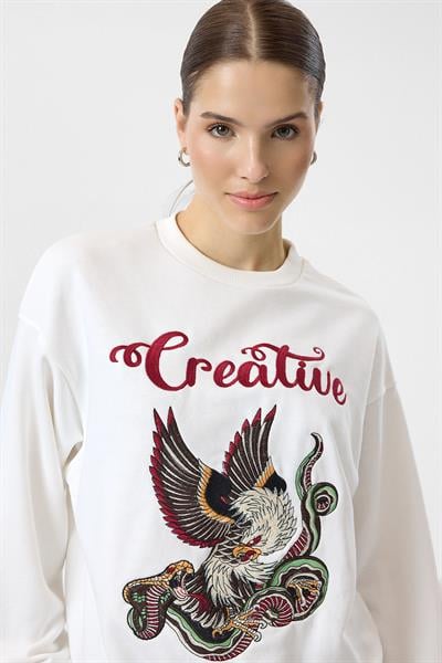 Creative Kartal Nakışlı Sweatshirt