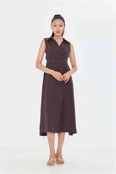 Çift Düğmeli Sıfır Kol Elbise