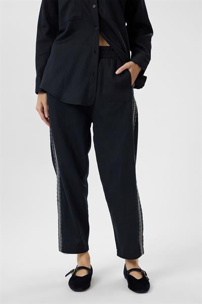 Nakışlı Keten Karışımlı Pantolon