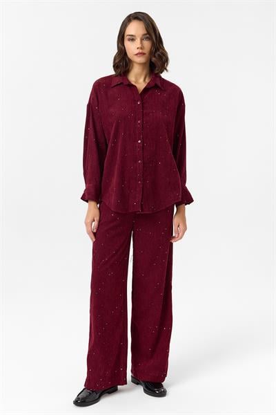 Çizgili Pullu Pantolon