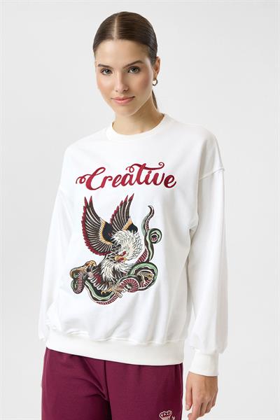 Creative Kartal Nakışlı Sweatshirt